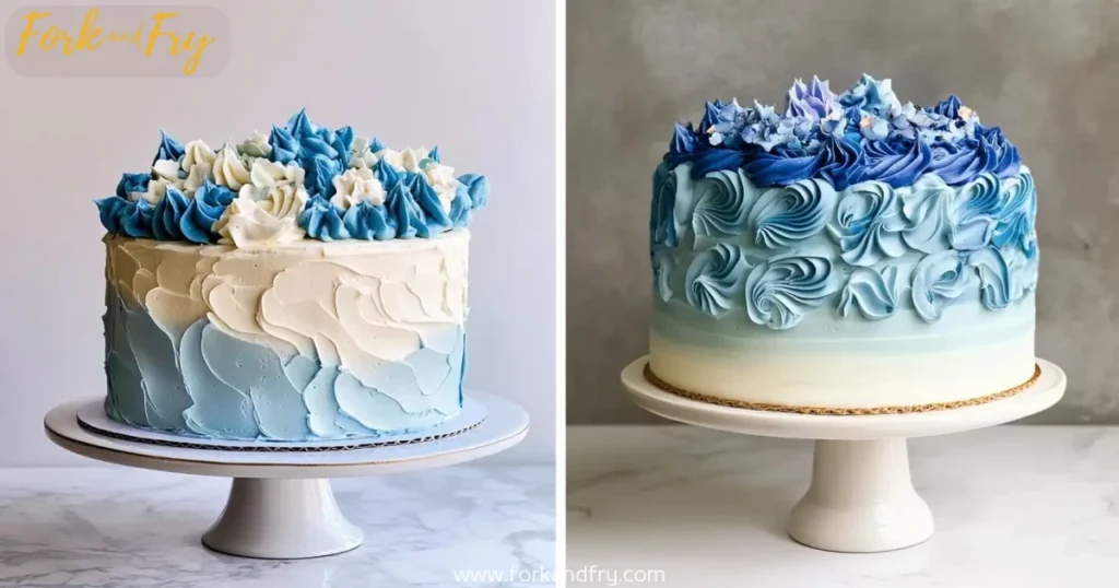 Bluey Cake Comparison Side-by-side comparison of two Bluey cakes - homemade vs professional bakery