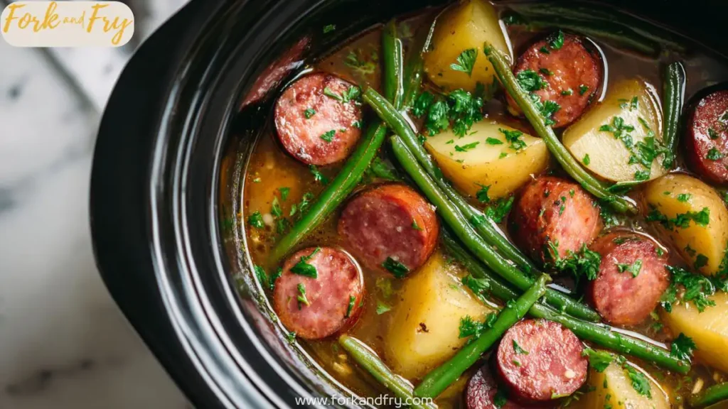 Crockpot Kielbasa with Green Beans and Potatoes