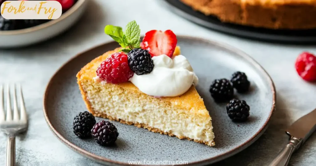 greek yogurt cake serving Greek yogurt cake served with fruit and yogurt