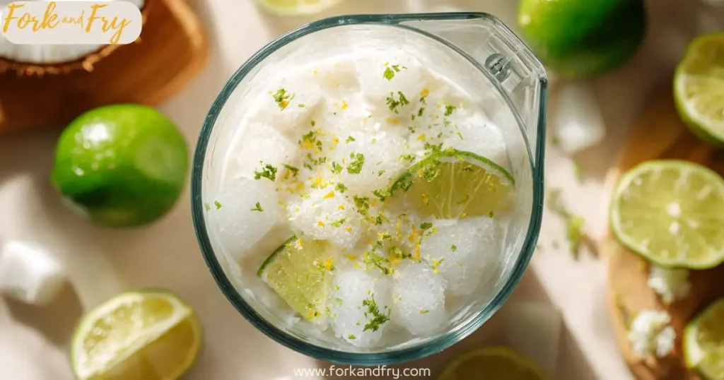lime coconut drink step2 Ingredients for lime and coconut drink in blender