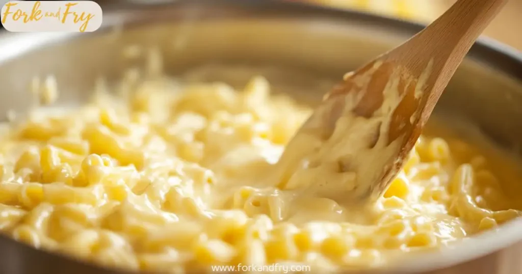 macaroni mixed in cheese sauce