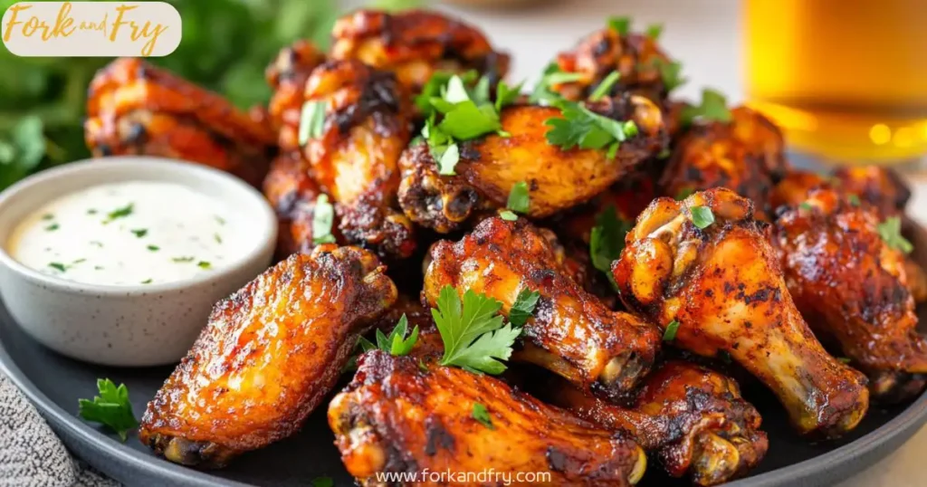 Served crispy air fryer chicken wings