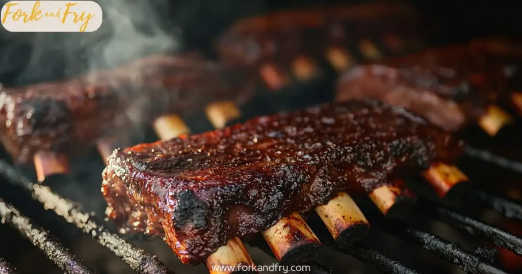 Smoking beef short ribs over indirect heat