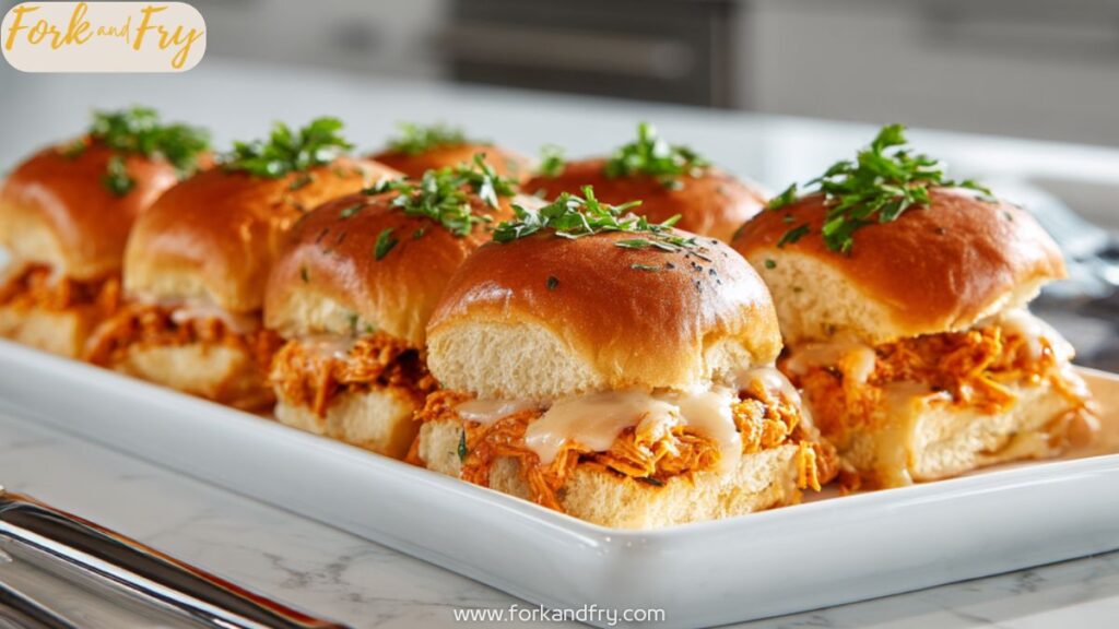 Cheesy Garlic Butter Buffalo Chicken Sliders on Brioche Buns