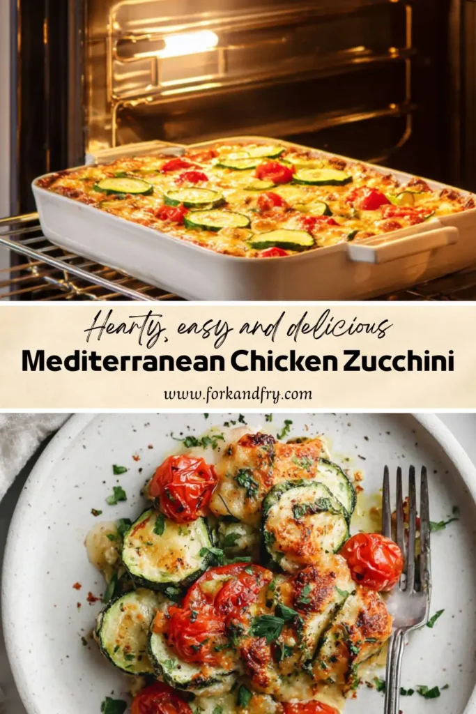 Cheesy Mediterranean Bake with chicken Cheesy Mediterranean Bake with chicken, tomatoes, and zucchini