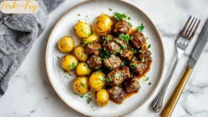 Garlic Butter Beef Bites with Potatoes (Slow Cooker Style!)