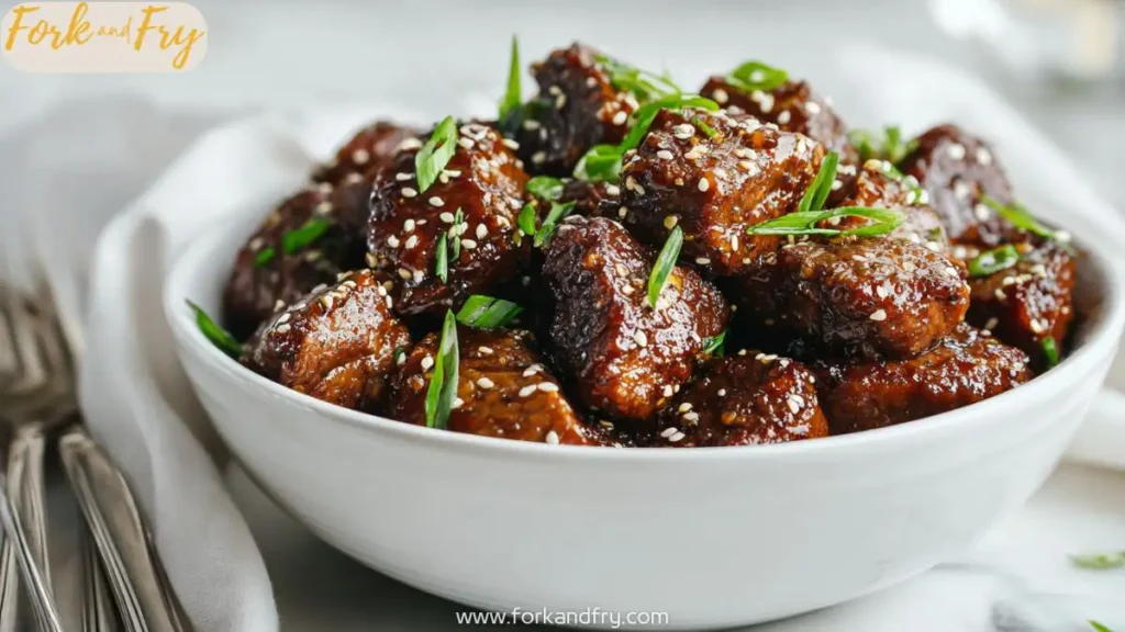 Honey Garlic Steak Bites with Sesame Seeds