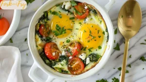 Baked Feta Eggs with Spinach and Tomatoes (Mediterranean Style)