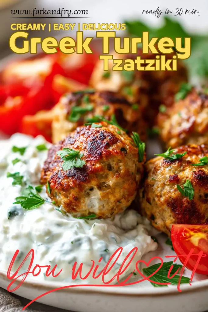 Mediterranean Turkey Meatballs Mediterranean Turkey Meatballs with Yogurt-Dill Sauce