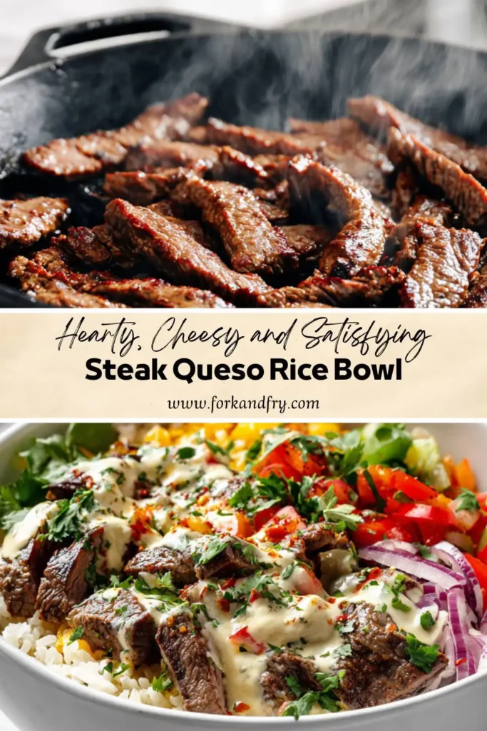 Modern Steak Queso Rice Dinner in Ceramic Bowl Modern Steak Queso Rice Dinner in Ceramic Bowl