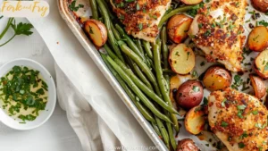 Parmesan Crusted Chicken Sheet Pan Dinner