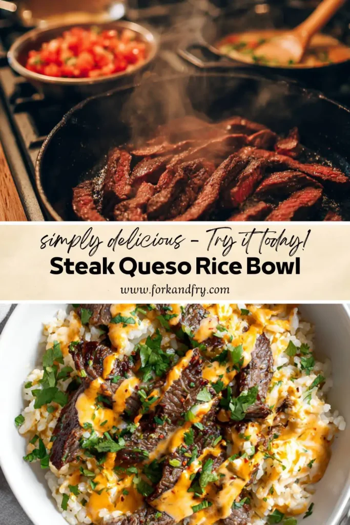 Rice Bowl with Steak and Queso Rice Bowl with Steak and Queso