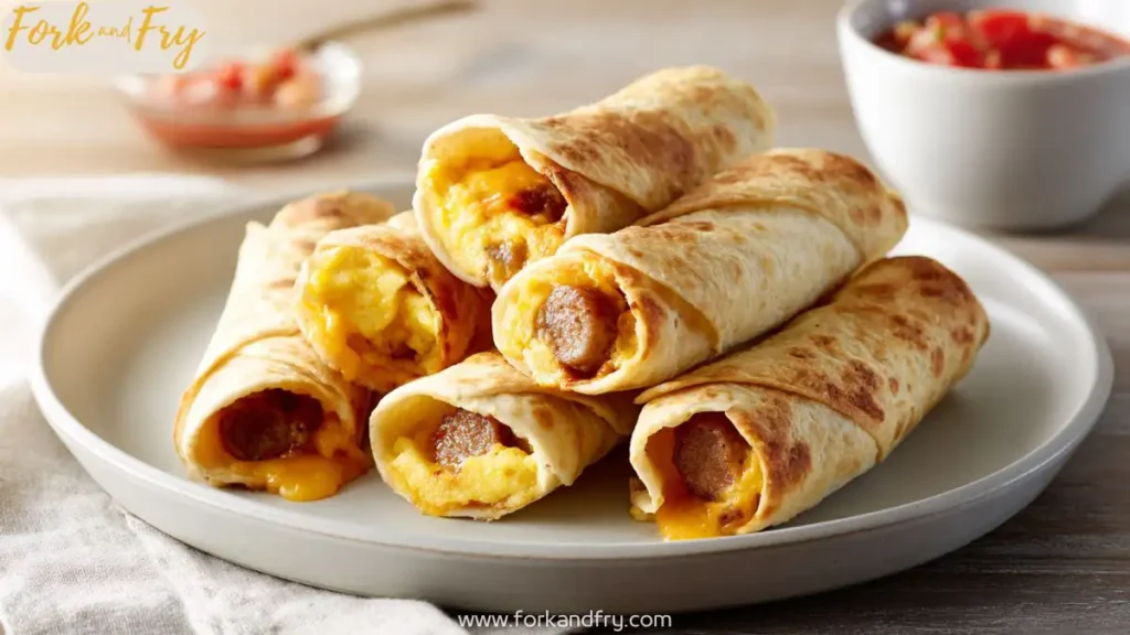 Sausage and Egg Breakfast Roll-Ups with Cheddar Cheese