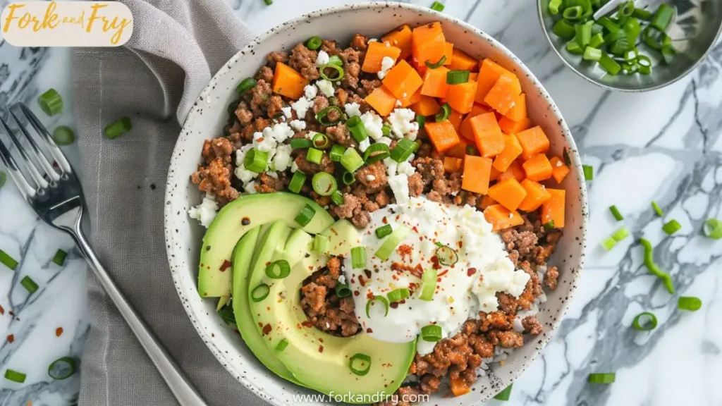 Spicy Ground Beef and Sweet Potato Bowl