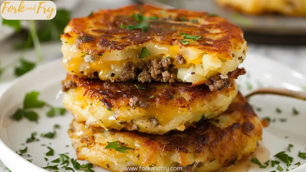 Stuffed Potato Pancakes with Ground Beef and Cheese