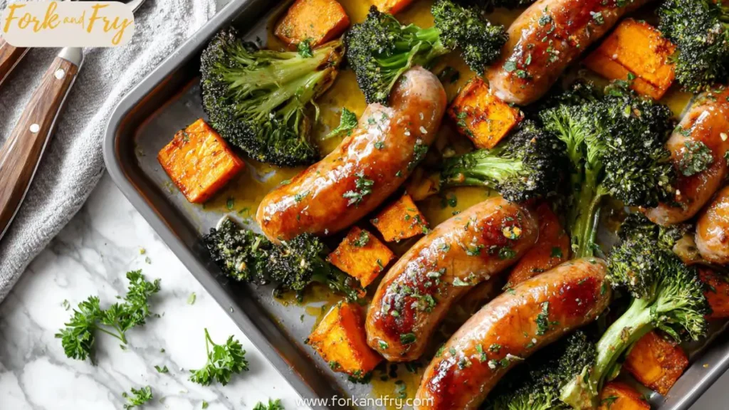 Honey Garlic Sausage and Sweet Potato Sheet Pan Dinner