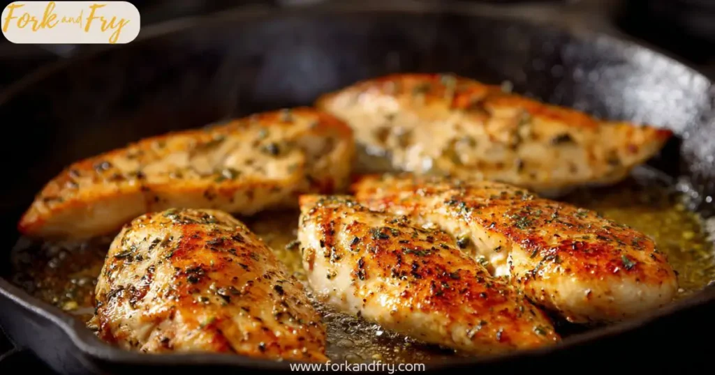skillet seared chicken butter Chicken searing in skillet