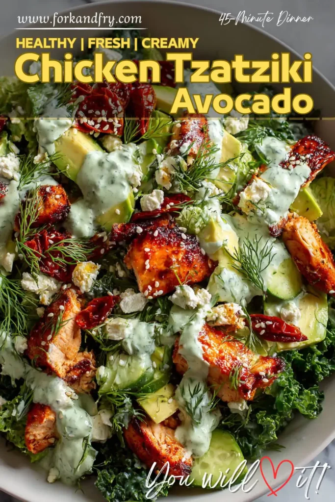 Avocado Chicken Salad with Herbs Tzatziki Creamy Avocado Chicken Salad with Herbs & Tzatziki