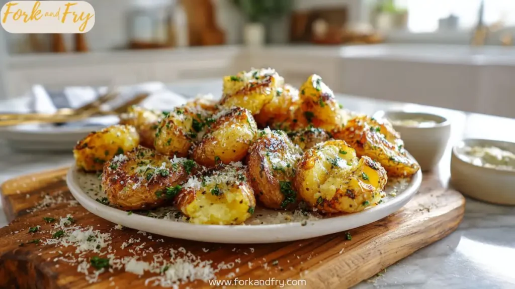 Golden Baked Smashed Potatoes with Garlic Butter