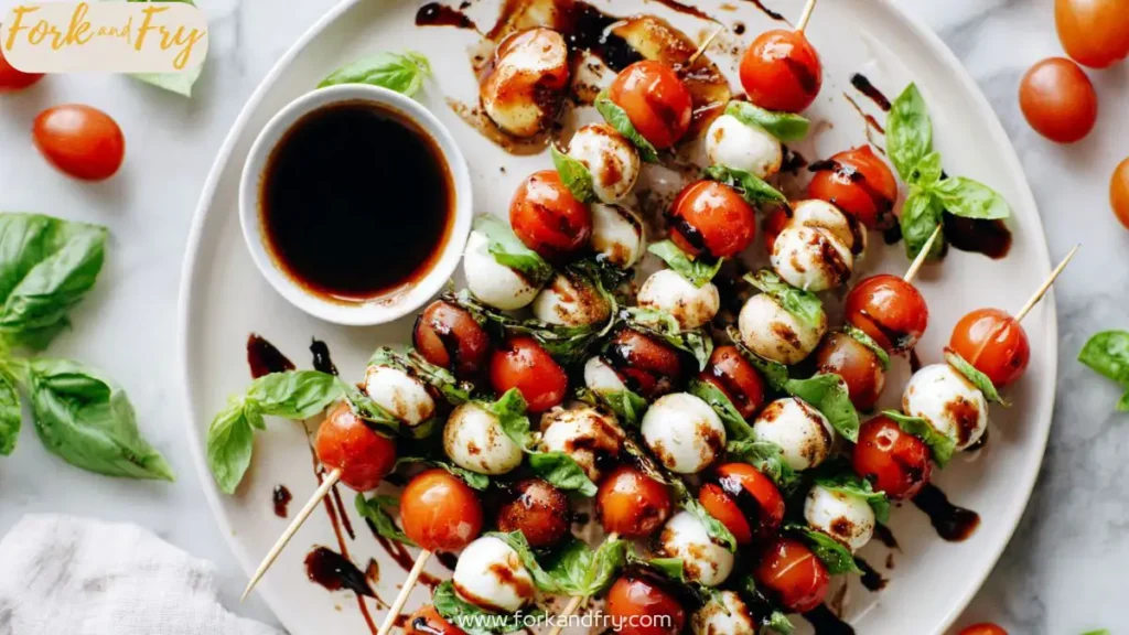 Fresh Caprese Skewers with Balsamic Glaze