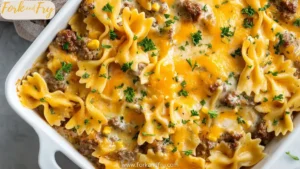 Cheddar Ranch Beef & Corn Bowtie Pasta Bake – Creamy, Cheesy Comfort Food