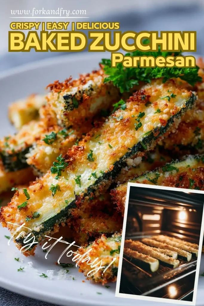 Close-up of zucchini with golden Parmesan crust and fresh herbs. Zucchini with golden Parmesan crust