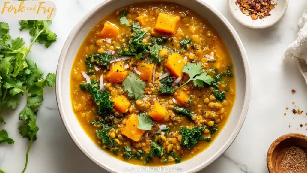 Creamy Vegan Butternut Squash & Lentil Stew with Coconut Milk