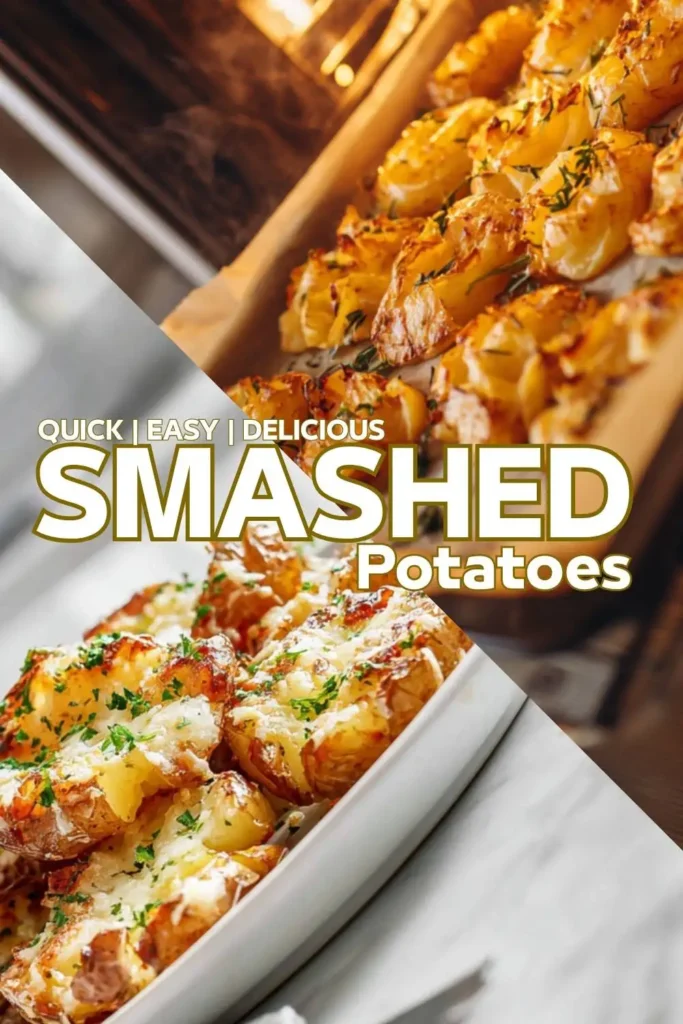 Crispy Garlic Parmesan Smashed Potatoes on White Plate