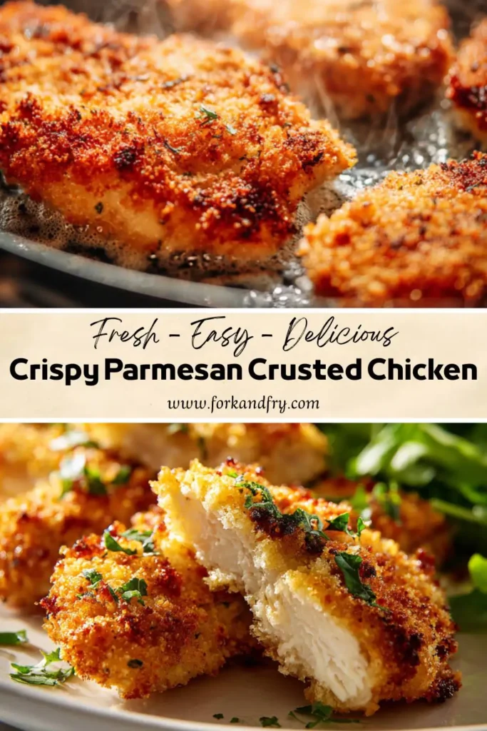 Crispy chicken dinner made simple Parmesan breaded chicken breasts with lemon wedges and garlic sauce.