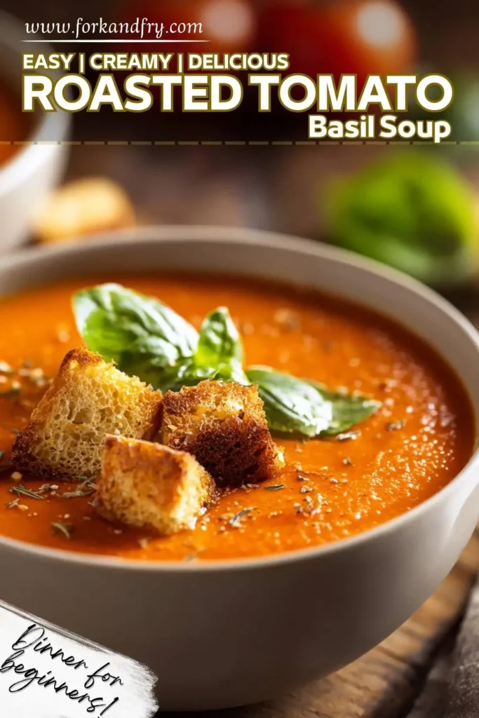 Easy Homemade Tomato Basil Soup with Croutons Easy Homemade Tomato Basil Soup with Croutons