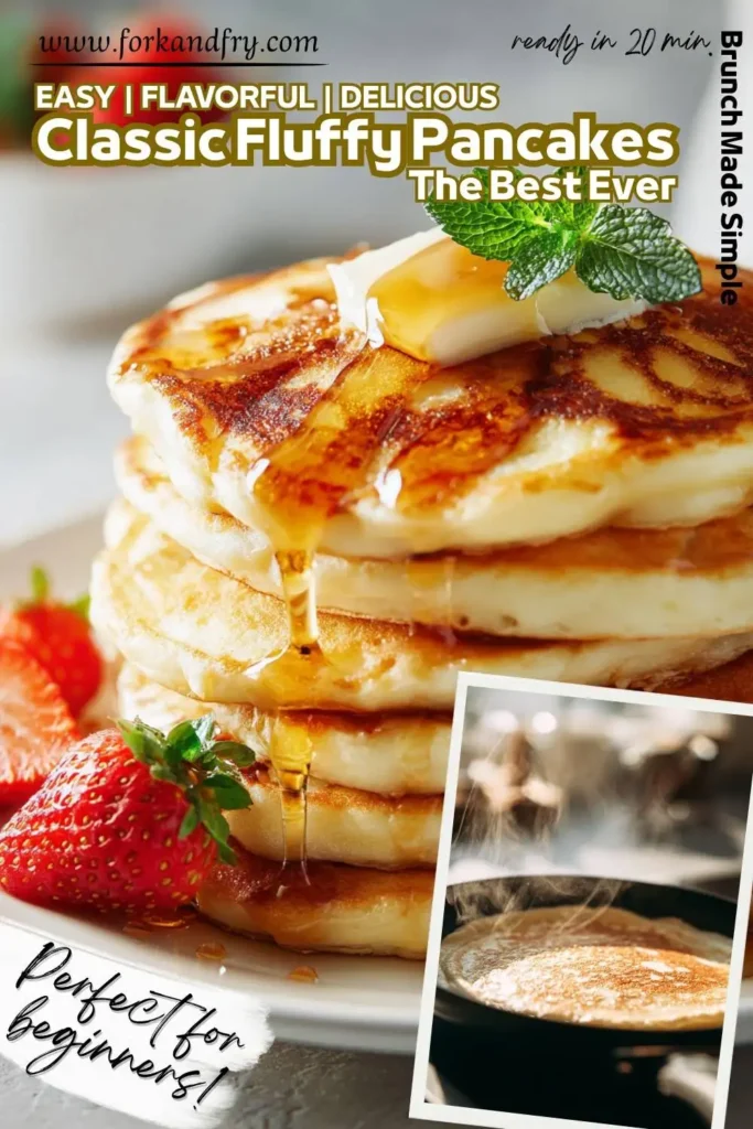 Fluffy pancakes with melted chocolate chips and butter Fluffy pancakes with melted chocolate chips and butter