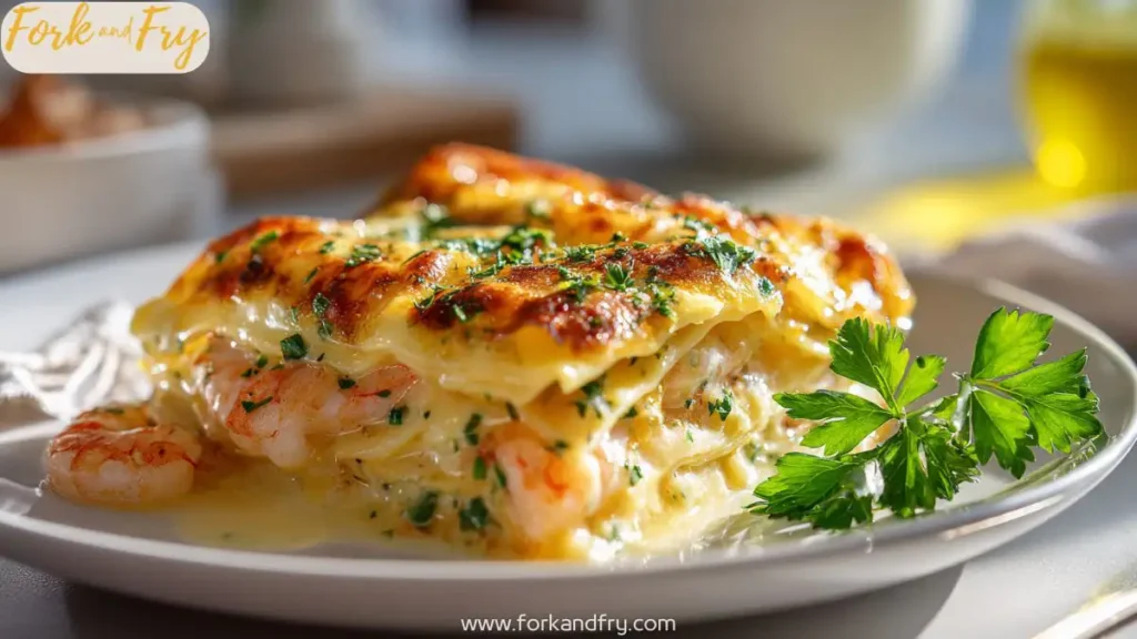 Creamy Garlic Shrimp Scampi Lasagna Casserole