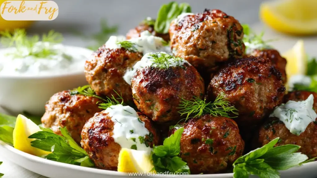 Juicy turkey meatballs with creamy tzatziki sauce
