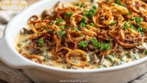 Golden Green Bean Casserole with Crispy Onion Topping