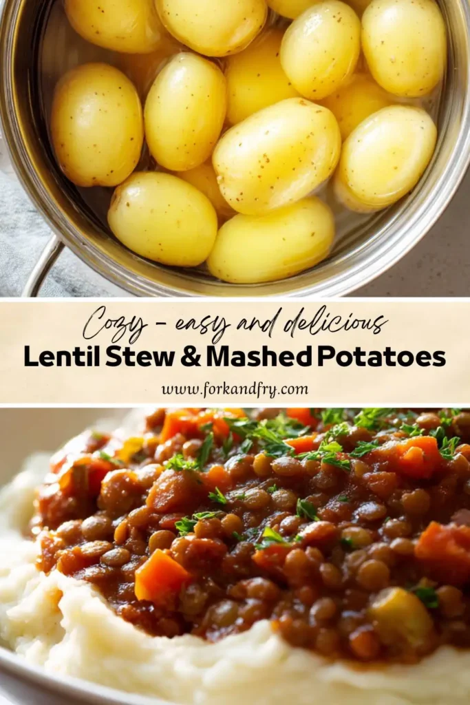 Hearty Plant-Based Lentil Stew on Creamy Mashed Potatoes