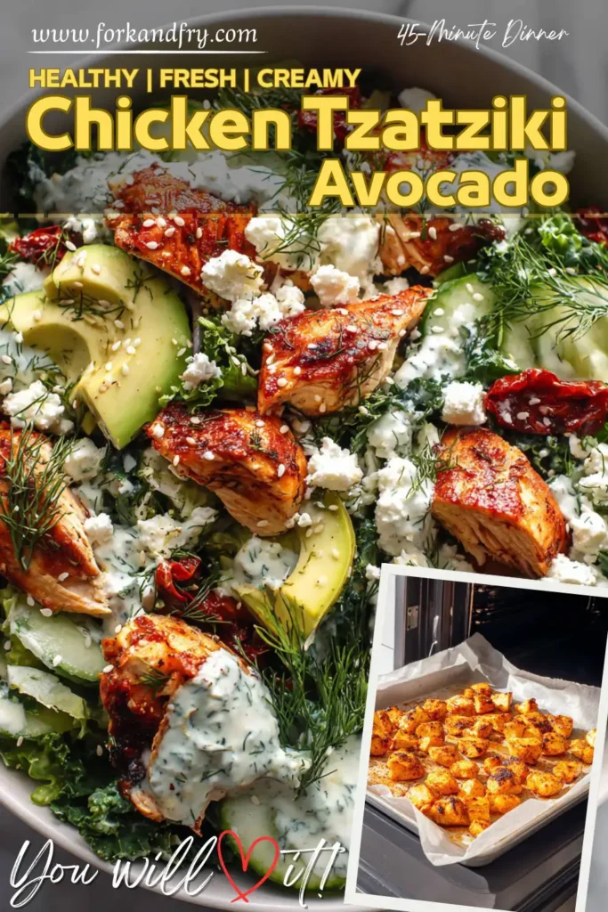 Mediterranean Chicken Salad with Avocado Mediterranean Chicken Salad with Avocado & Tzatziki