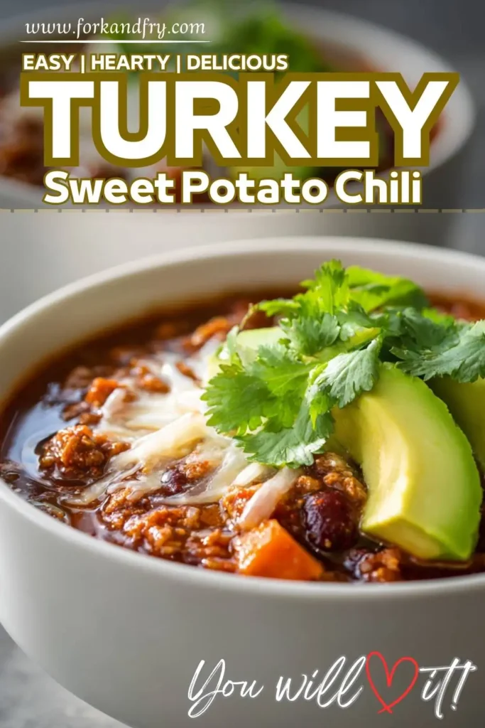 Slow cooker sweet potato turkey chili in white bowl Slow cooker sweet potato turkey chili in white bowl