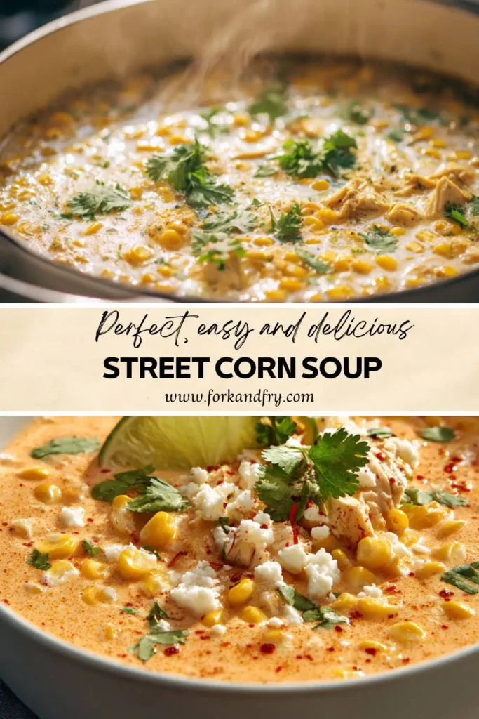 Spoonful of cheesy Mexican street corn soup lifted from bowl. Mexican street corn soup lifted from bowl.