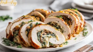 Herb Stuffed Turkey Breast with Creamy Spinach & Mushrooms