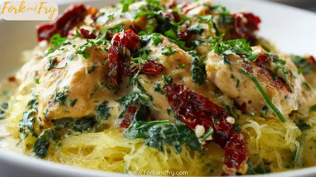 Tuscan chicken with spaghetti squash