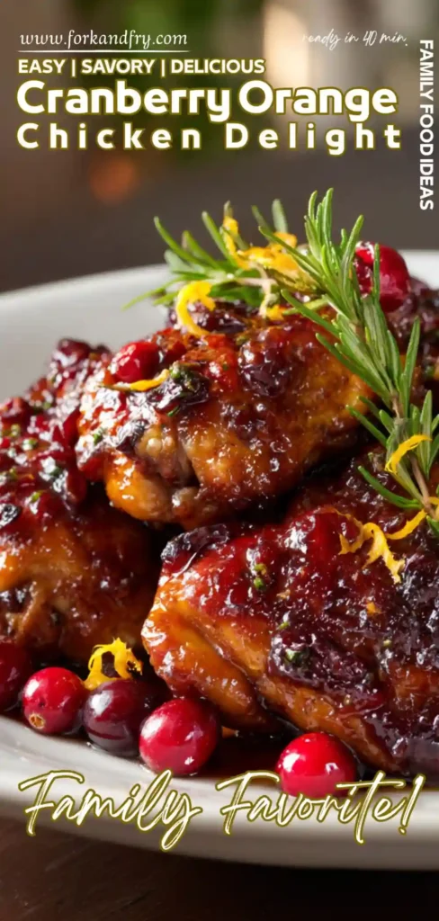 Chicken with Orange Juice and Cranberries Close-up of chicken with citrus and berries