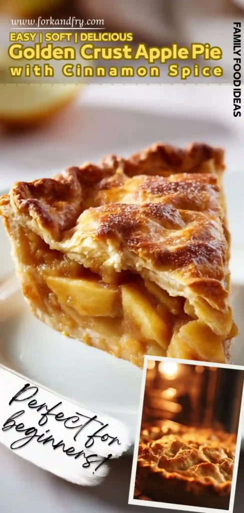 A slice of apple pie with steam rising