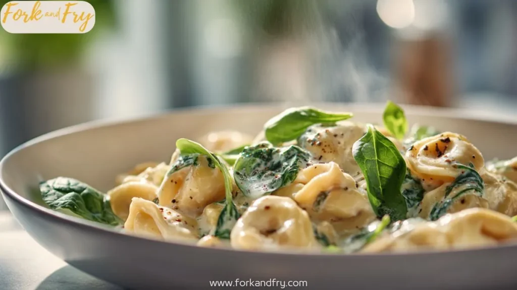 Creamy chicken and tortellini in tomato-cream sauce