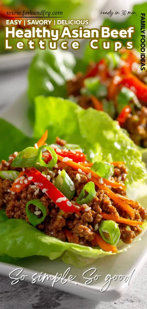 Savory ground beef with veggies in crisp lettuce wraps