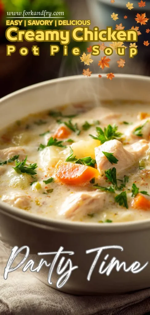 Easy Chicken Pot Pie Soup with Veggies Hearty homemade chicken pot pie soup with potatoes and carrots.