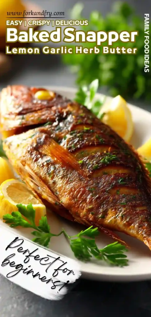 Easy Oven Roasted Whole Fish Crispy-skinned snapper baked with garlic butter and parsley