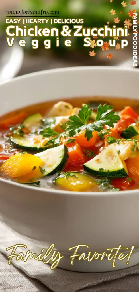 Healthy Chicken Vegetable Soup with Squash Comforting chicken soup filled with fresh vegetables and herbs.