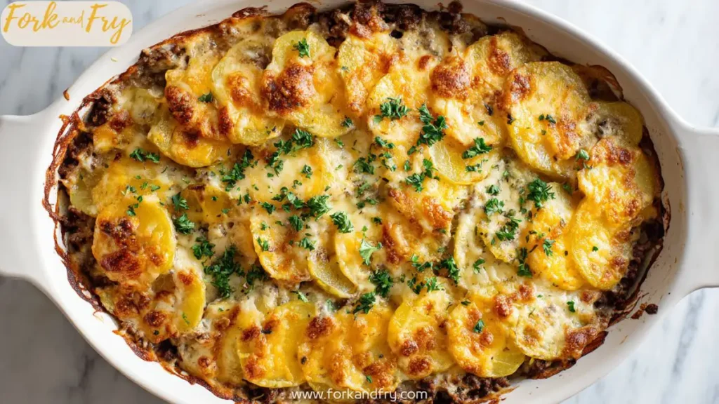 Cheesy Ground Beef & Potato Hobo Casserole