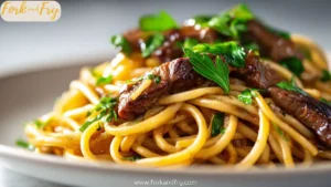 Sticky Garlic Steak Pasta with Sweet Heat