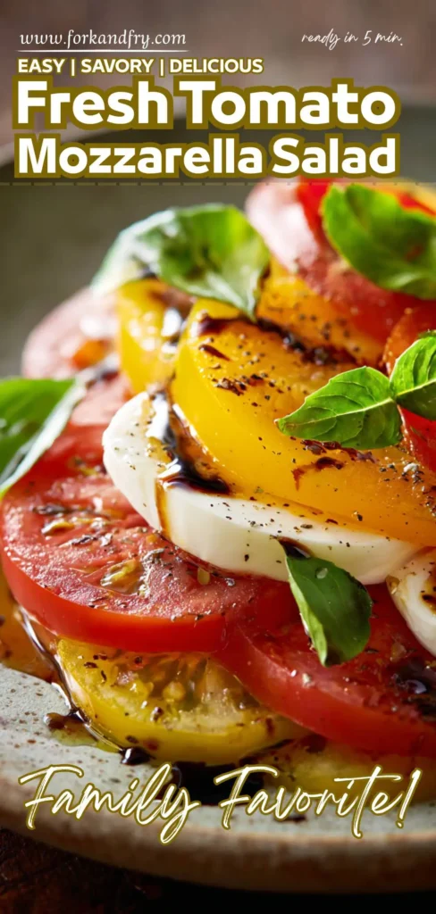 Summer Caprese Salad with Basil u0026 Balsamic Colorful tomato and mozzarella salad served on stoneware with fresh herbs